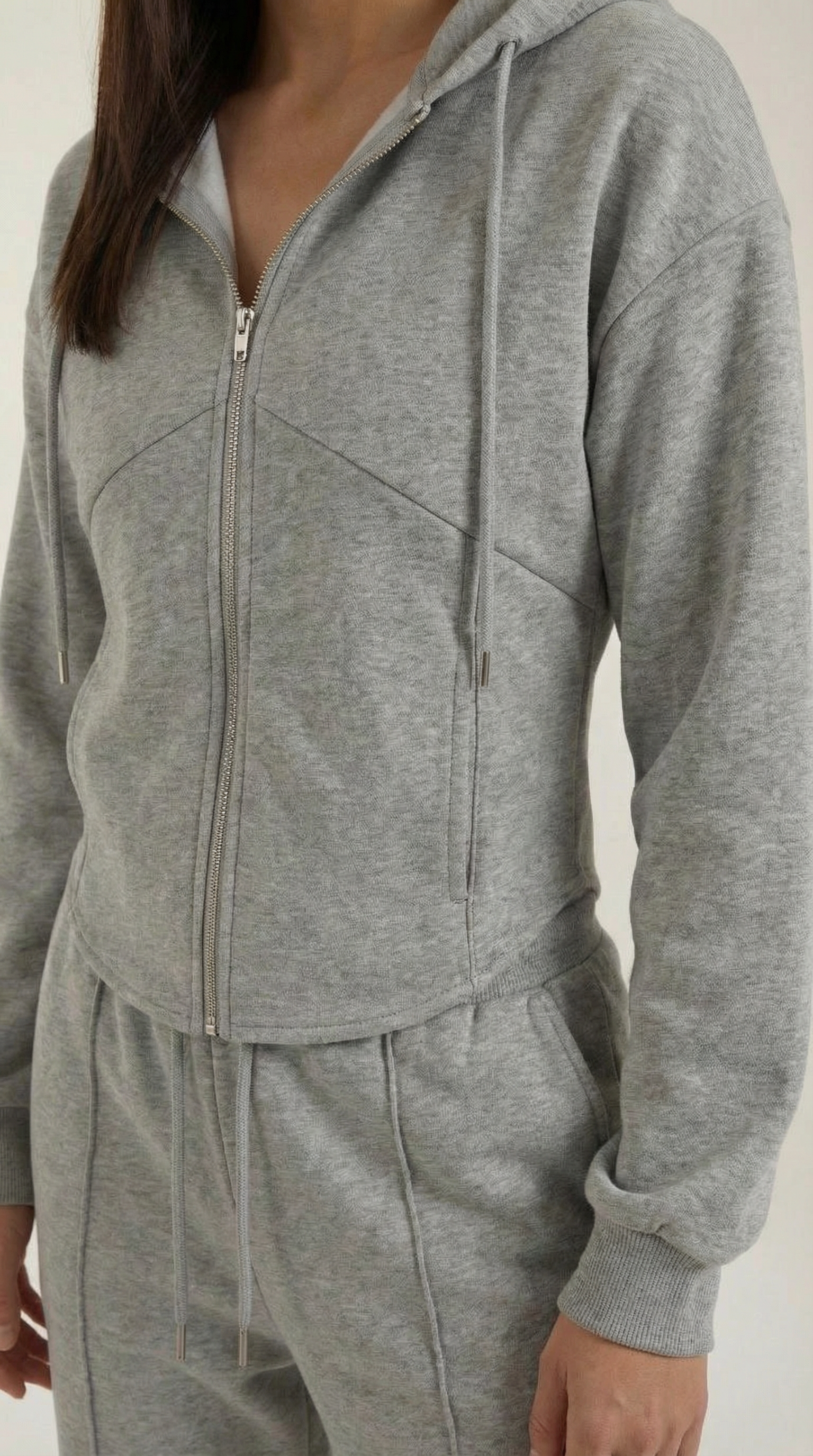 Damen Hoodie und Weithosen Set mit Reißverschluss
