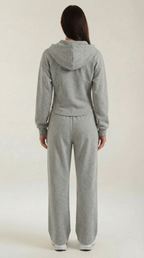 Damen Hoodie und Weithosen Set mit Reißverschluss