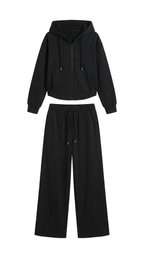 Damen Hoodie und Weithosen Set mit Reißverschluss
