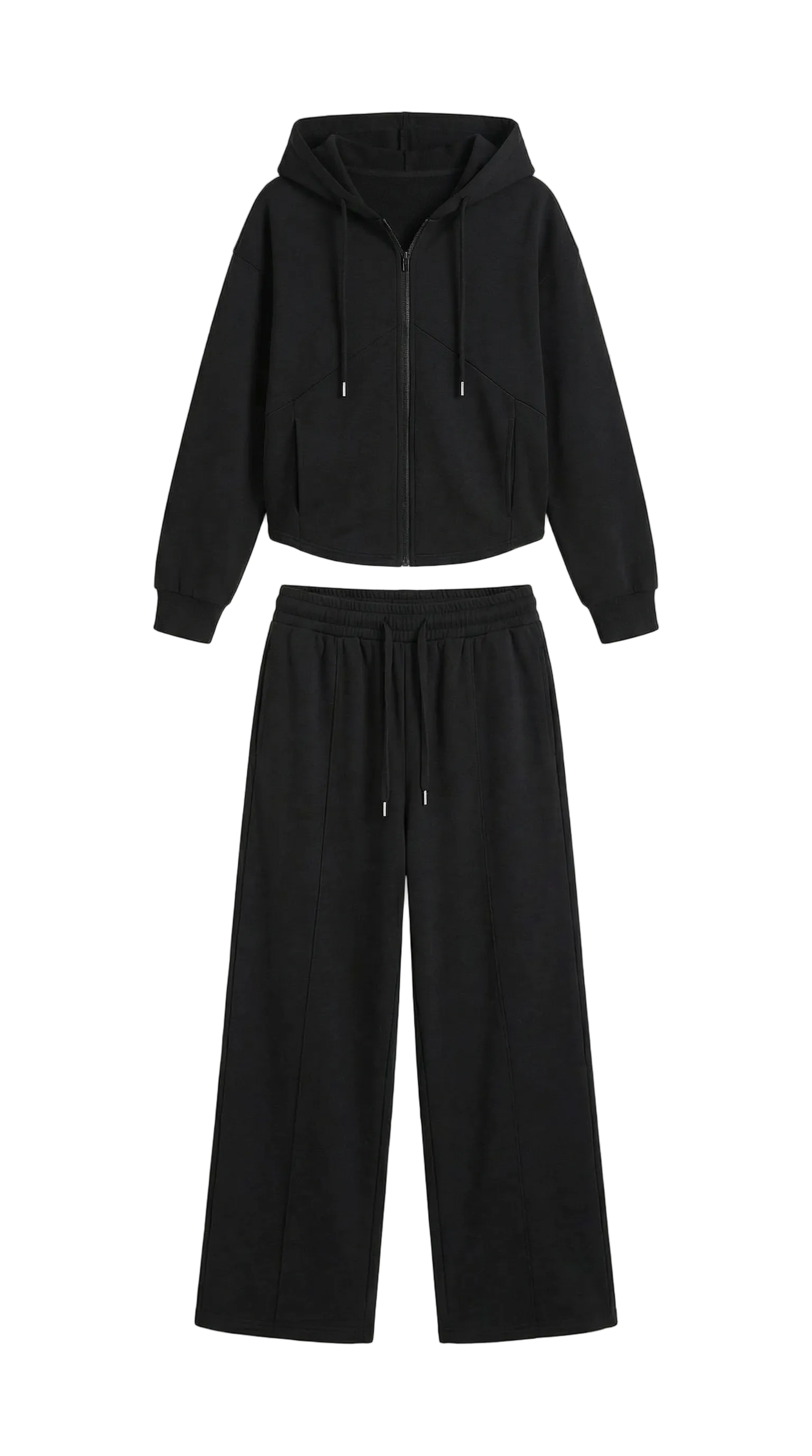 Damen Hoodie und Weithosen Set mit Reißverschluss