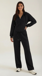 Damen Hoodie und Weithosen Set mit Reißverschluss