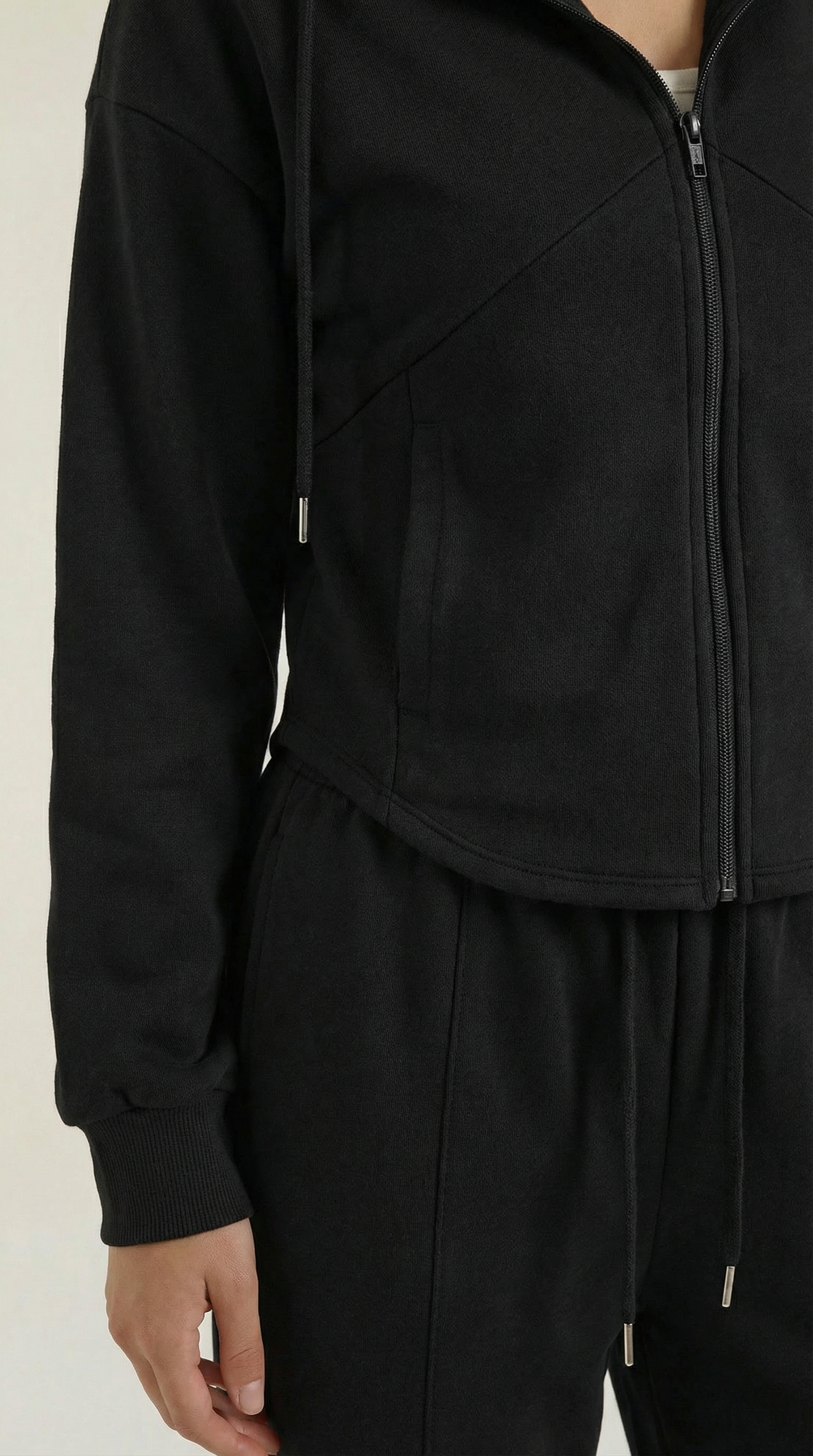 Damen Hoodie und Weithosen Set mit Reißverschluss