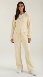 Damen Hoodie und Weithosen Set mit Reißverschluss