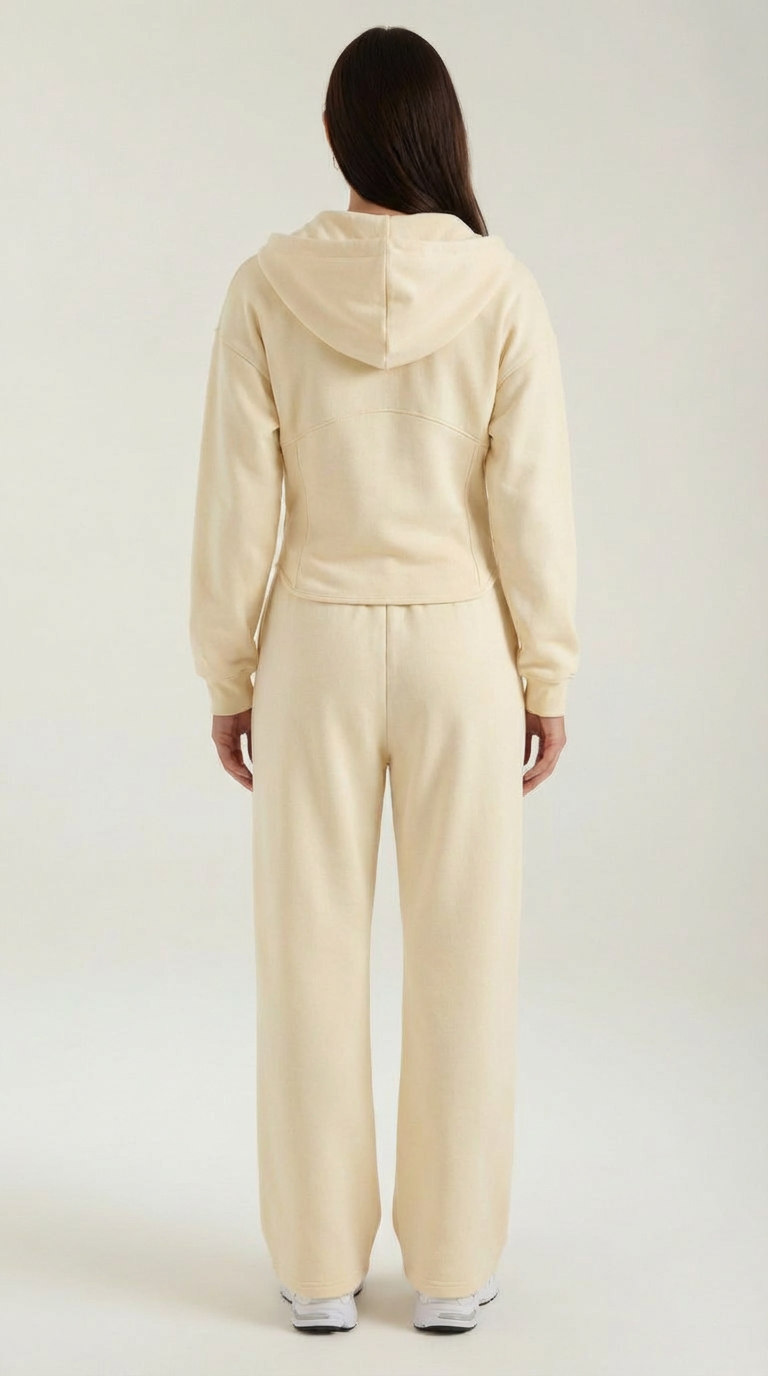 Damen Hoodie und Weithosen Set mit Reißverschluss