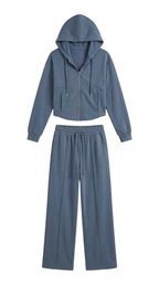 Damen Hoodie und Weithosen Set mit Reißverschluss