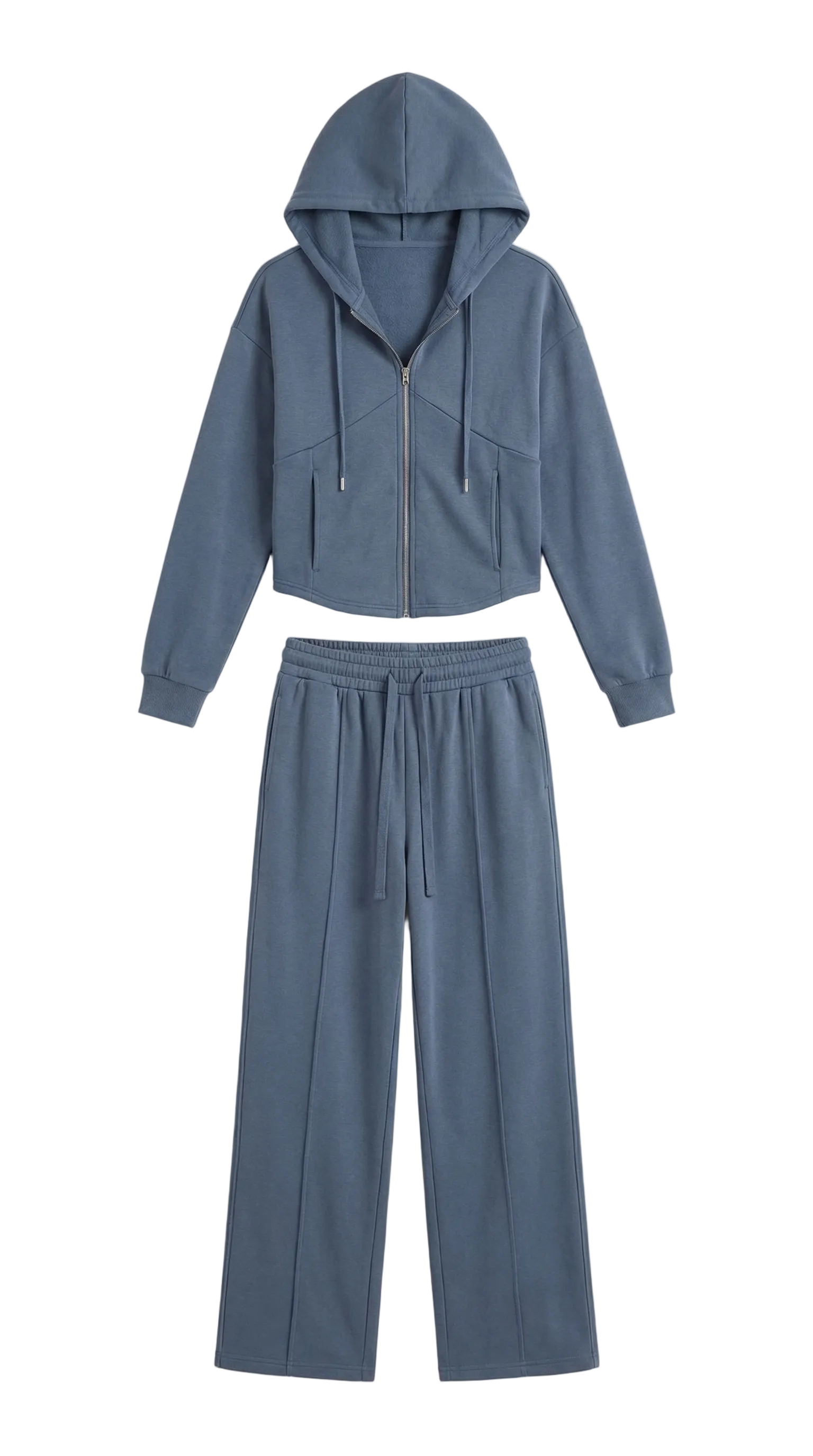 Damen Hoodie und Weithosen Set mit Reißverschluss