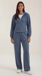 Damen Hoodie und Weithosen Set mit Reißverschluss