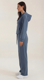 Damen Hoodie und Weithosen Set mit Reißverschluss