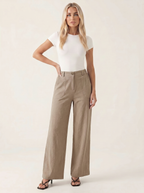 Damen Hose mit Weiten Beinen und Großen Taschen