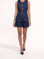 Damen Jeans Set mit Westentop und Shorts mit Hohem Bund – Ansicht 2