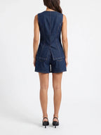 Damen Jeans Set mit Westentop und Shorts mit Hohem Bund – Ansicht 3