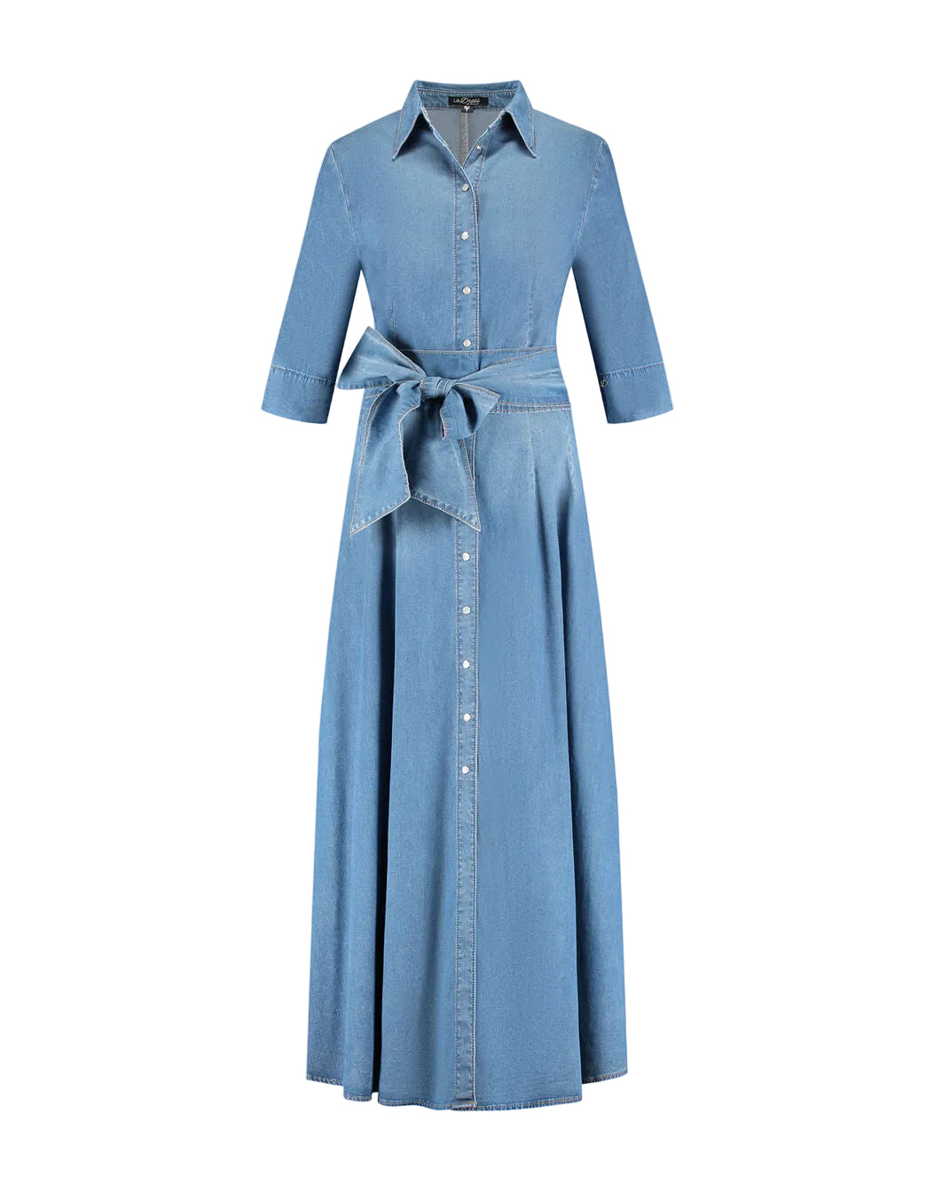 Damen Jeanskleid Maxi mit durchgehender Knopfleiste und Gürtel