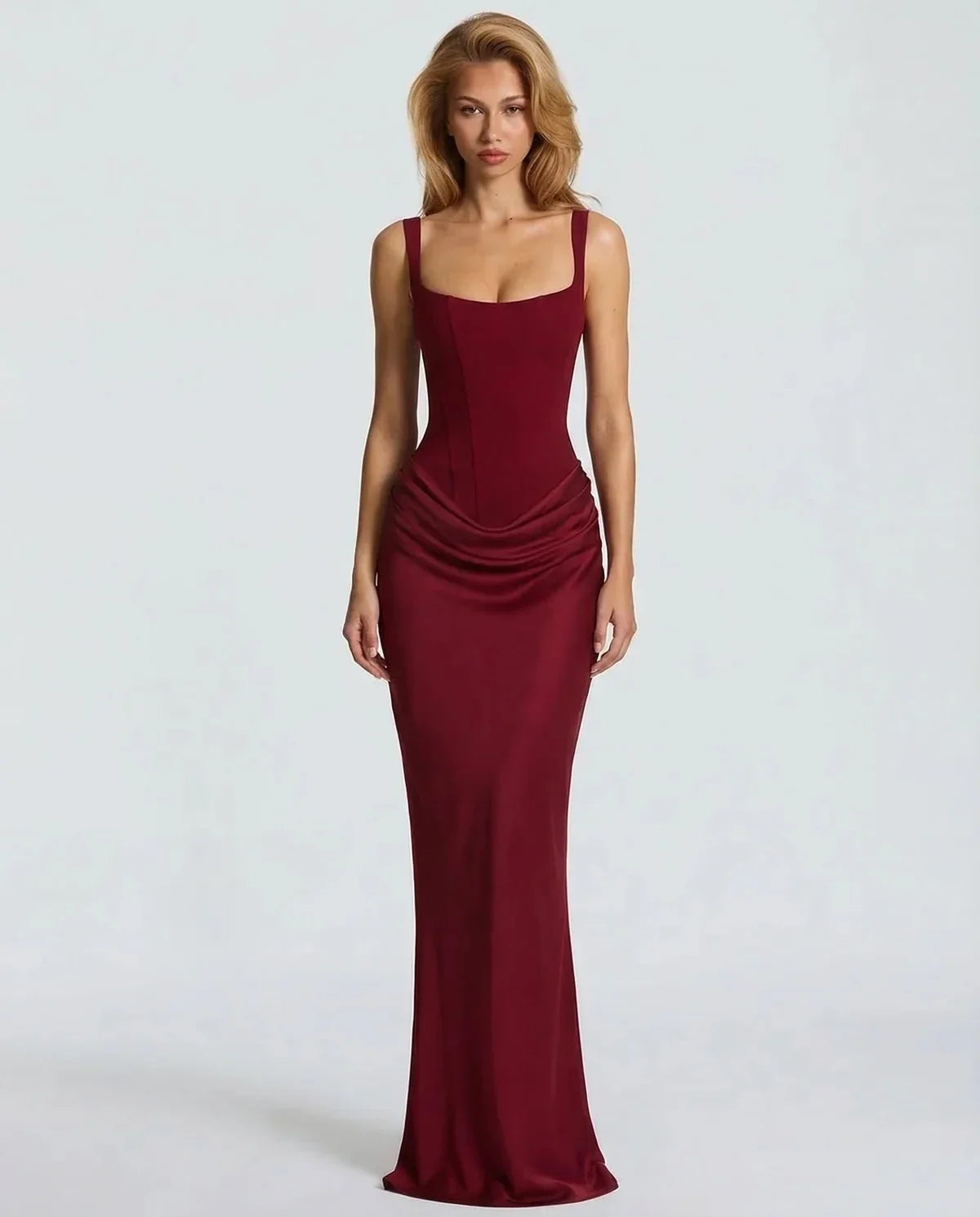Damen Korsett Maxikleid mit Eckigem Ausschnitt und Schnürung – Ansicht 3