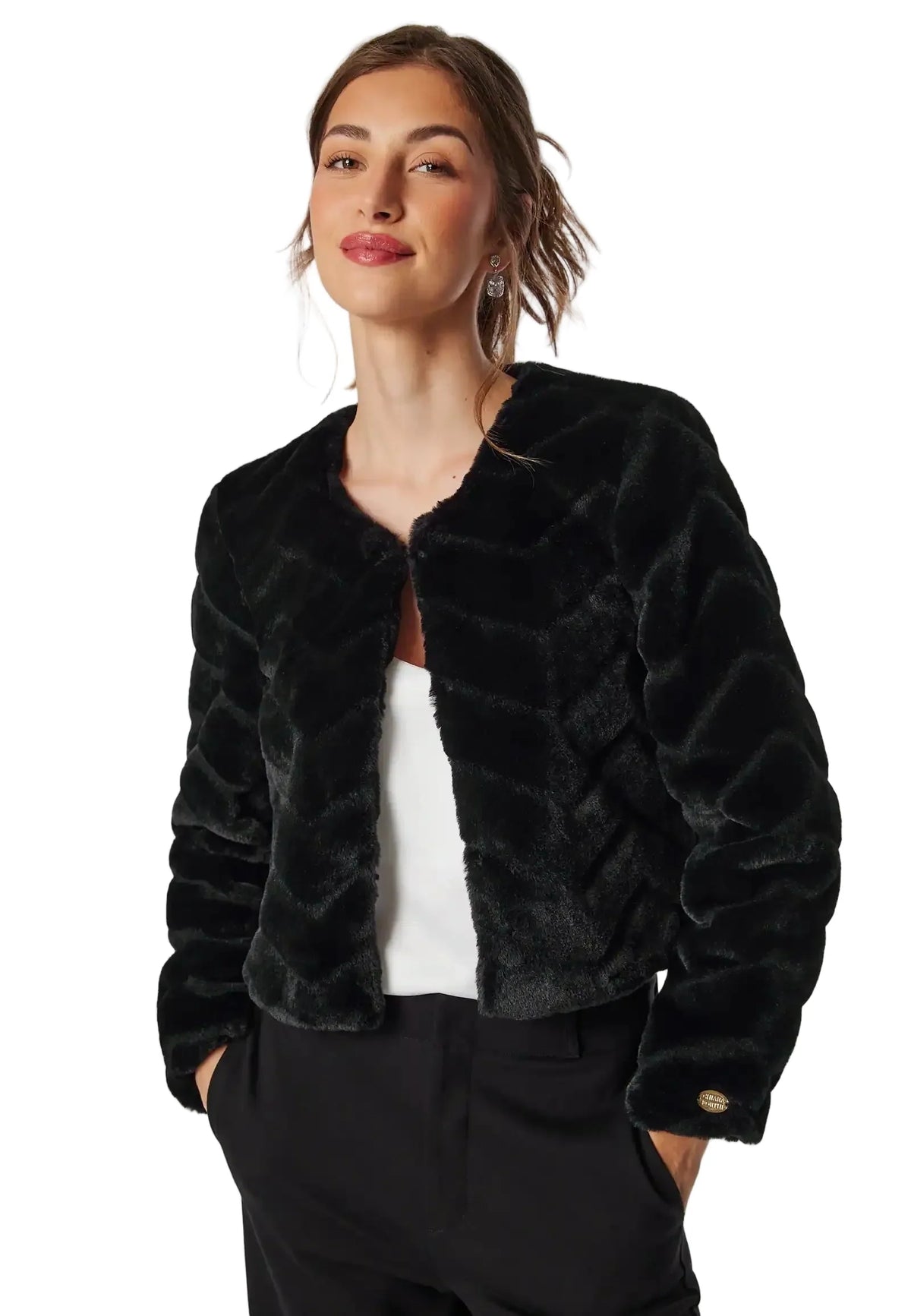 Damen Kurze Jacke mit Strukturiertem Muster