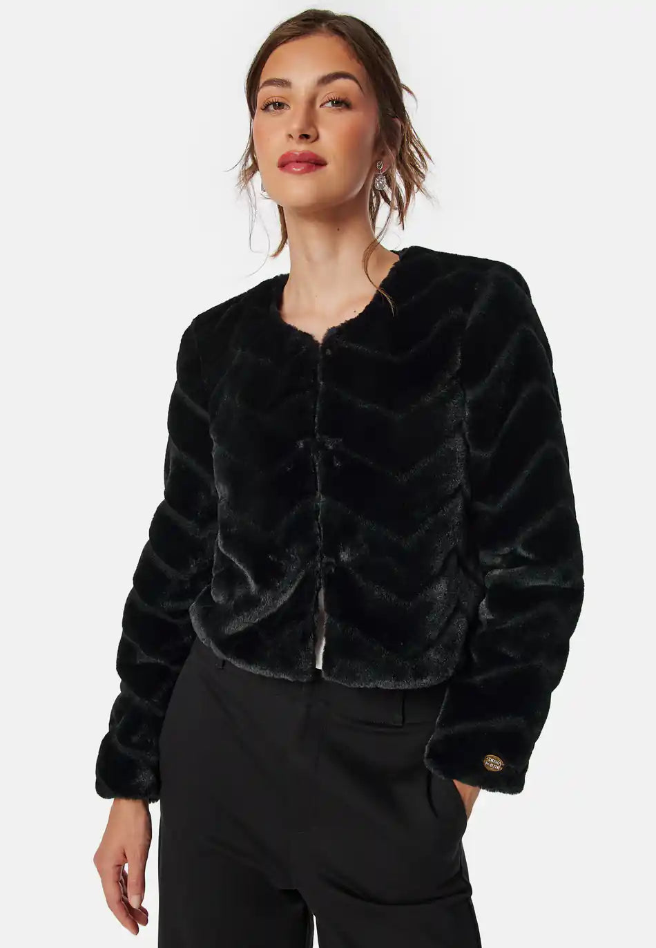 Damen Kurze Jacke mit Strukturiertem Muster – Ansicht 4