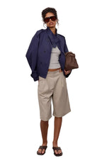 Damen Kurze Trenchjacke mit Zweireihigem Verschluss und Elastischem Saum