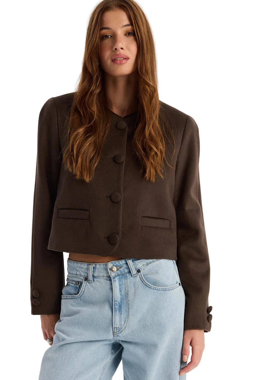Damen Kurzer Blazer mit Knopfverschluss