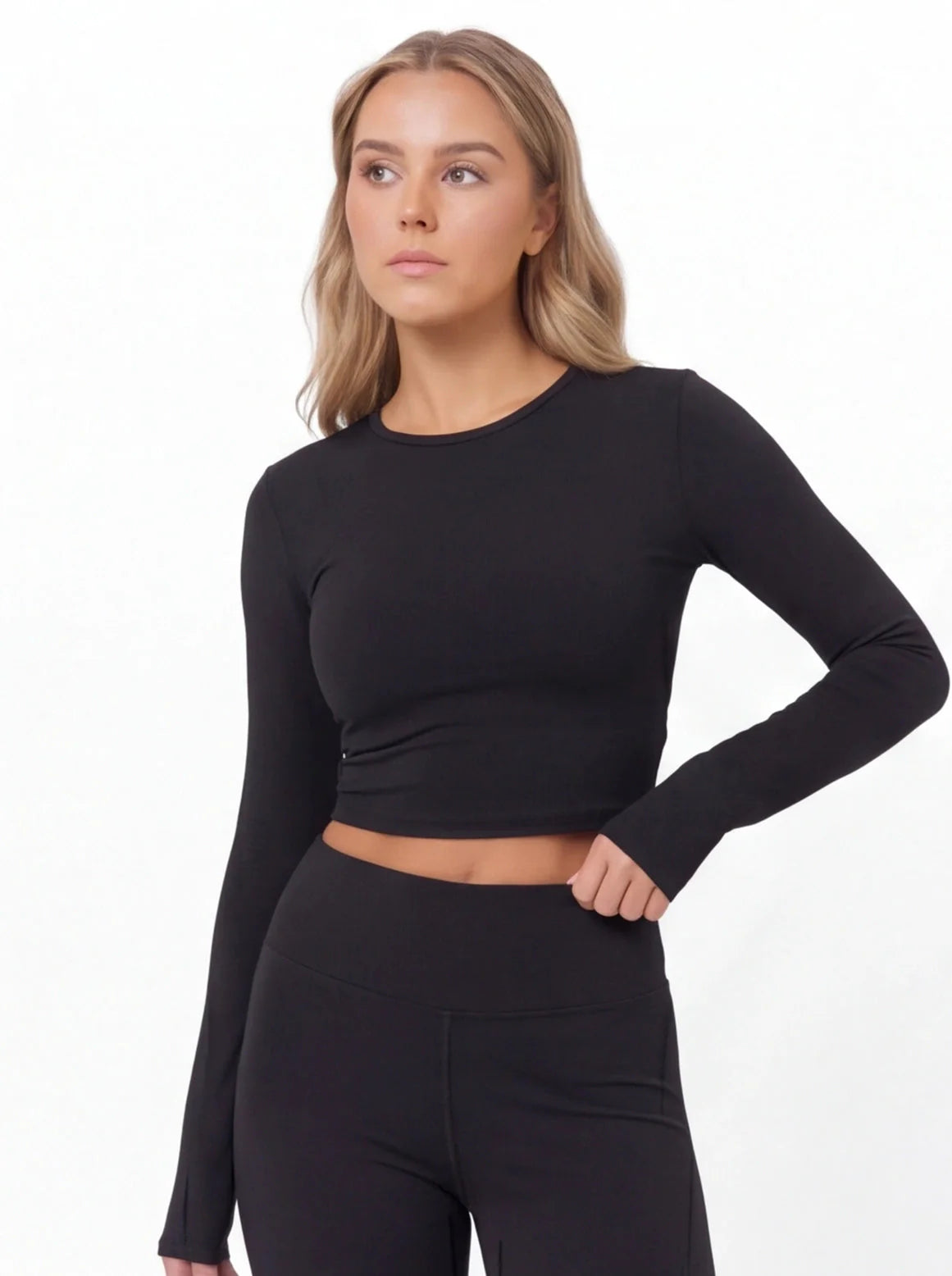 Damen kurzes Top mit langen Ärmeln Ansicht 2