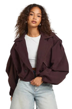 Damen Kurzjacke mit Puffärmeln und Reverskragen