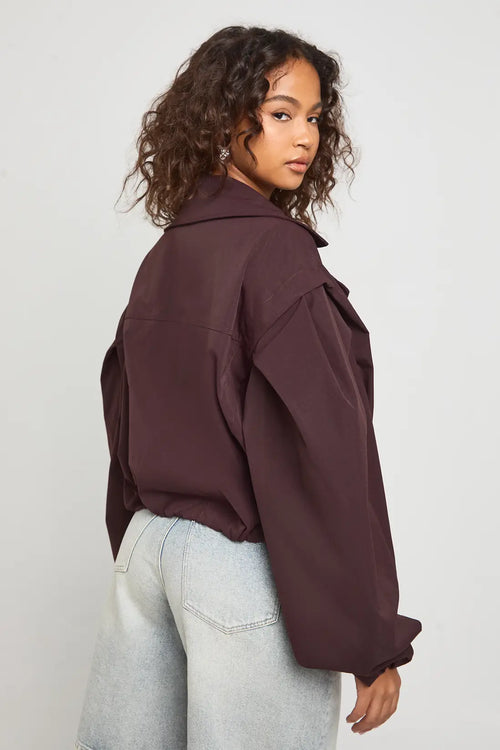 Damen Kurzjacke mit Puffärmeln und Reverskragen Ansicht 2