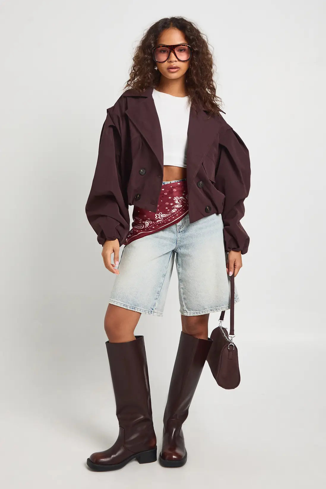 Damen Kurzjacke mit Puffärmeln und Reverskragen Ansicht 3