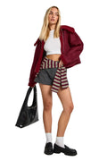 Damen Kurzjacke mit Teddykragen und Metallreißverschluss