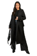 Damen Langer Trenchcoat mit Gürtel und Breitem Reverskragen