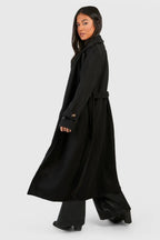 Damen Langer Trenchcoat mit Gürtel und Breitem Reverskragen Ansicht 2