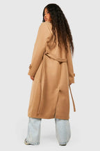 Damen Langer Trenchcoat mit Gürtel und Breitem Reverskragen Ansicht 5