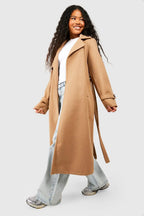 Damen Langer Trenchcoat mit Gürtel und Breitem Reverskragen Ansicht 6
