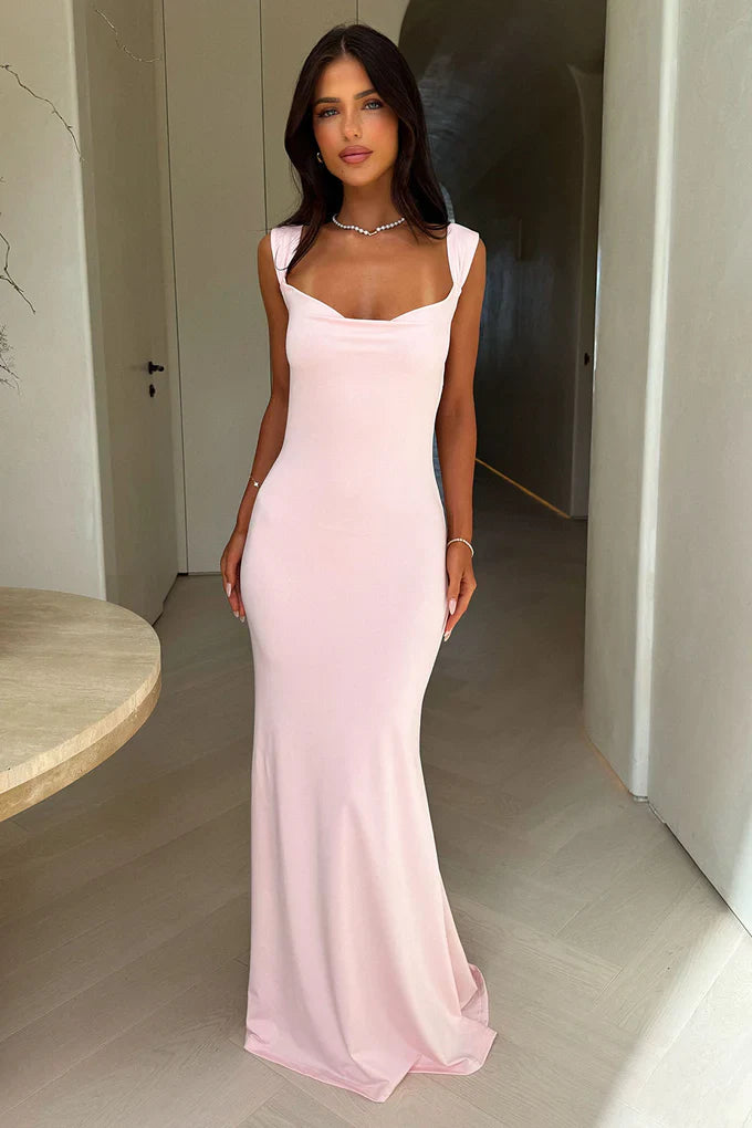 Damen Maxikleid Bodycon mit Drapiertem Ausschnitt und Tiefem Rückenausschnitt Ansicht 3