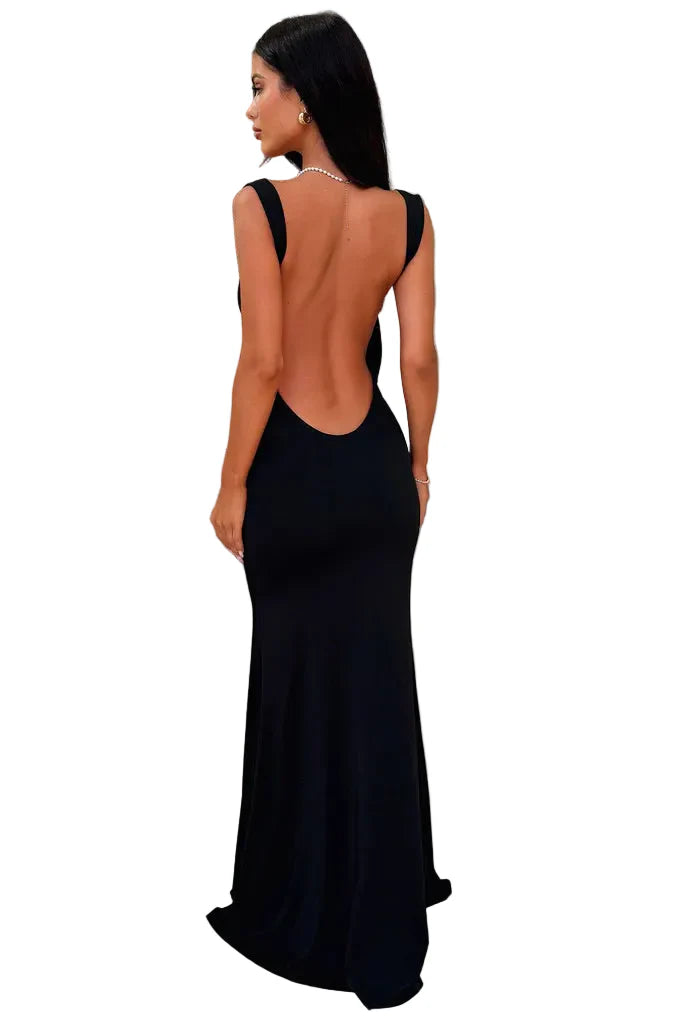Damen Maxikleid Bodycon mit Drapiertem Ausschnitt und Tiefem Rückenausschnitt Ansicht 7
