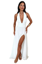 Damen Maxikleid Neckholder mit Tiefem V-Ausschnitt und Beinschlitz Ansicht 10