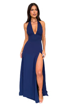 Damen Maxikleid Neckholder mit Tiefem V-Ausschnitt und Beinschlitz Ansicht 13