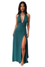 Damen Maxikleid Neckholder mit Tiefem V-Ausschnitt und Beinschlitz Ansicht 19