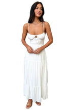 Damen Maxikleid mit Bindeband am Ausschnitt und Gestuftem Rock – Ansicht 4