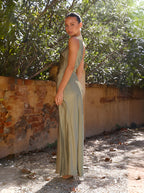 Damen Maxikleid mit einem Träger und seitlicher Raffung Ansicht 2