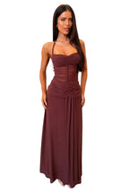 Damen Maxikleid mit einem am Hals gebundenen Träger und Mesh-Mieder Ansicht 4