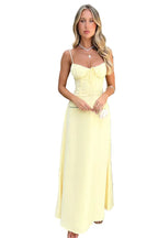 Damen Maxikleid mit Korsett mit Stäbchen und Schnürung am Rücken
