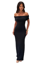 Damen Maxikleid mit schulterfreiem Ausschnitt und gekreuztem Band am Rücken