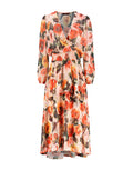 Damen Midikleid mit Blumenmuster und langem Arm