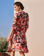Damen Midikleid mit Blumenmuster und langem Arm Ansicht 5