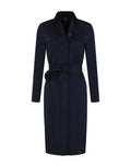Damen Midikleid mit langem Arm Reverskragen und Gürtel