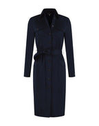 Damen Midikleid mit langem Arm Reverskragen und Gürtel