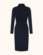 Damen Midikleid mit langem Arm Reverskragen und Gürtel Ansicht 2
