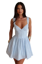 Damen Minikleid mit breiten Trägern Spitzenbesatz und floraler Lochstickerei Ansicht 7