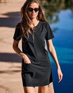 Damen Minikleid mit kurzem Arm und Reißverschluss vorne Ansicht 2