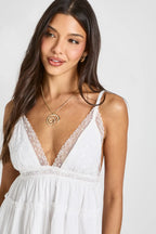 Damen Minikleid mit Spaghettiträgern und Spitzenbesatz mit Stufensaum Ansicht 3