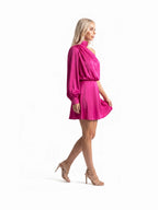 Damen One-Shoulder Minikleid mit Puffärmel und Drapiertem Ausschnitt – Ansicht 15