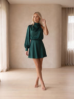 Damen One-Shoulder Minikleid mit Puffärmel und Drapiertem Ausschnitt – Ansicht 4